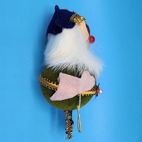 Vintage Pirate Ornament Peg Leg Eye Patch Black Hat Flocked 1960s from Japan - Picture 6 of 10